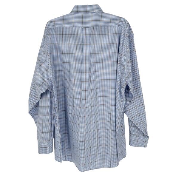 Overton Men's Casual Shirt Micro Plaid Light Blue White - Picture 2 of 7
